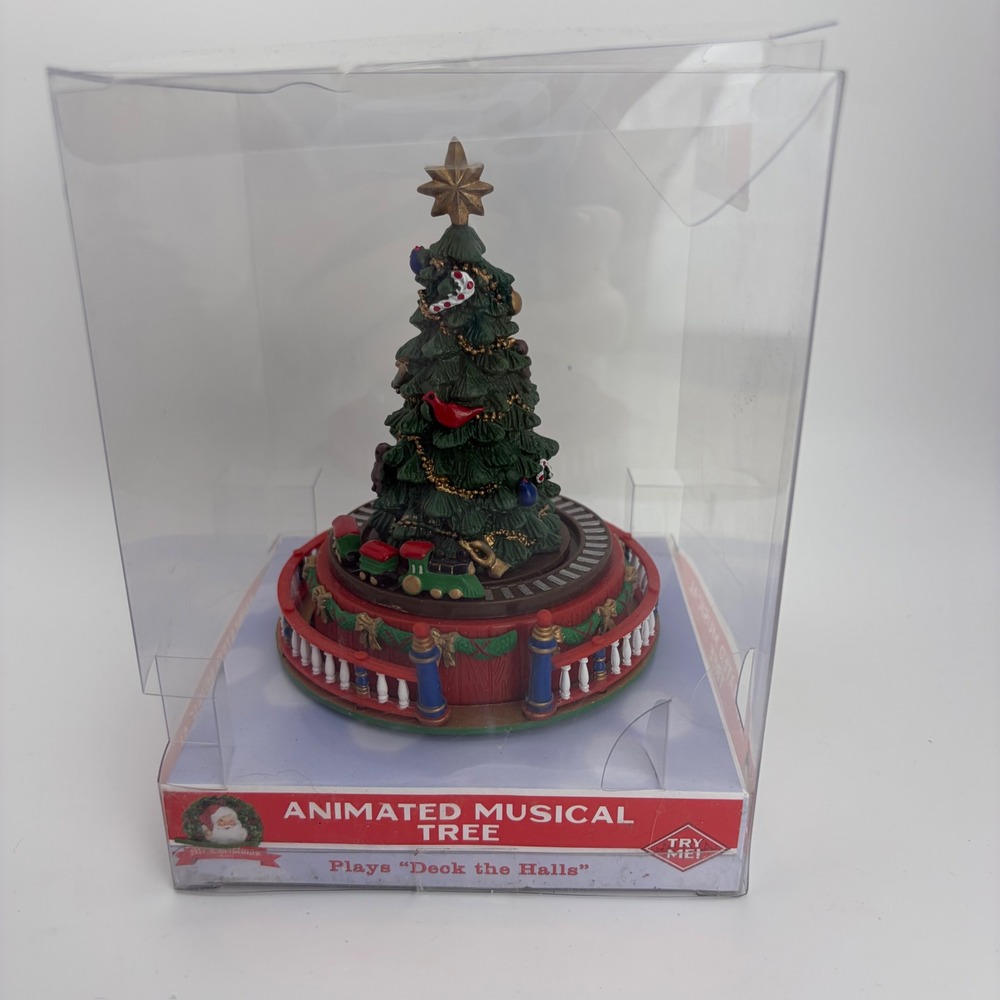 Mr Christmas Animated Musical Tree Plays Deck the Halls Wind Up Rotating Train‎